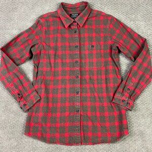 Filson Alaskan Guide Shirt Women's Large Red Gray Plaid Flannel CC Filson